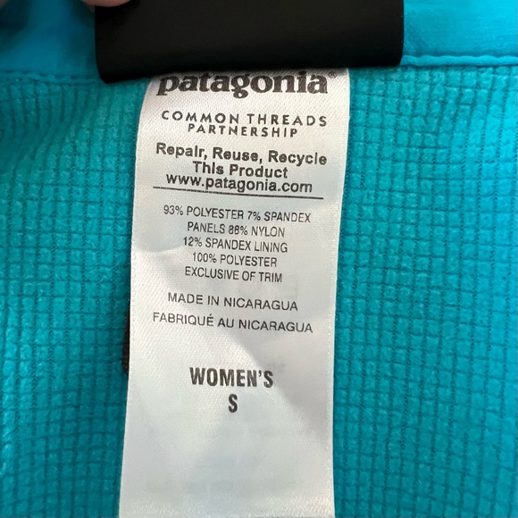 PATAGONIA Polartec Adze Full Zip Jacket W/ Logo Teal Blue - Picture 10 of 12